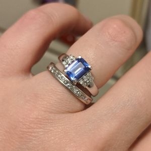 HUGE! 14k Tanzanite and Diamond Engagement Ring 💙